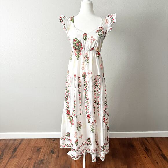 Celina Moon X Anthro Women’s Size Small Boho Floral Ruffle Cotton Maxi Dress NEW - Picture 3 of 16